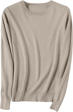 Cashmere Sweaters for Women 2024 Long Sleeve Crew Neck Soft Warm Cozy Pullover Wool Knit Jumpers Sweater