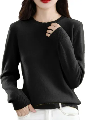Cashmere Sweaters for Women Comfort Pullover Fashion Spring Casual Crewneck Sweater Dressy Long Sleeve Trendy Jumper