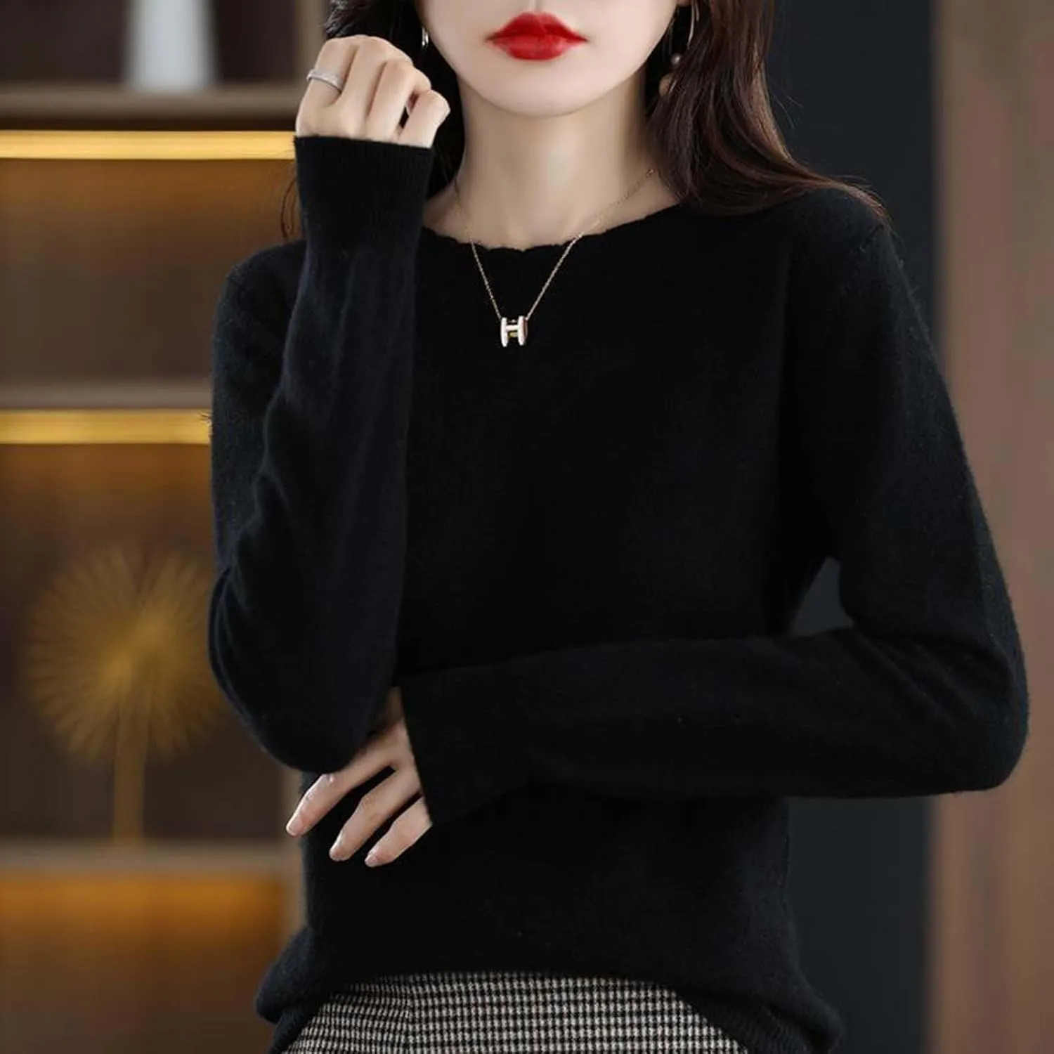 Cashmere Sweaters for Women Comfort Pullover Fashion Spring Casual Crewneck Sweater Dressy Long Sleeve Trendy Jumper