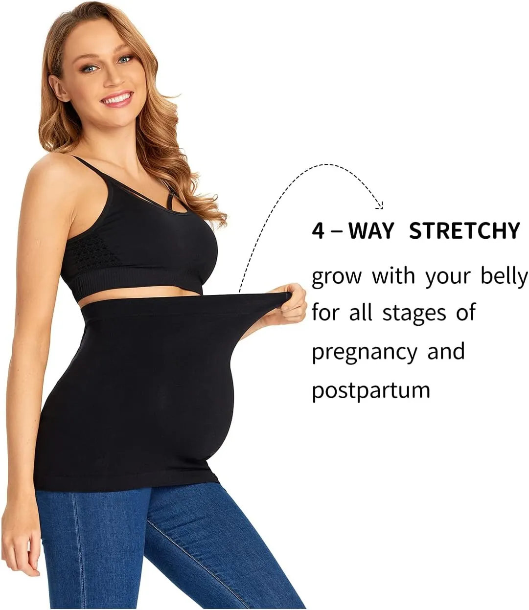 Combination of Maternity Shirts Extenders and Pants Waist Extenders, Seamless Maternity Belly Band