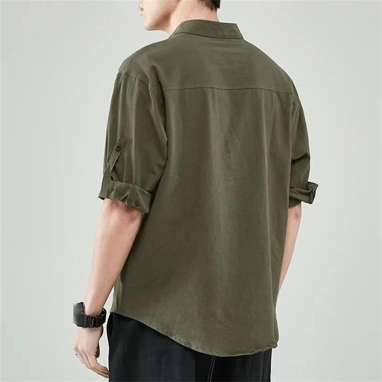 Cotton Linen Short Sleeve Shirts for Men Casual Stylish Button Down Shirts Lightweight Breathable Summer Tops