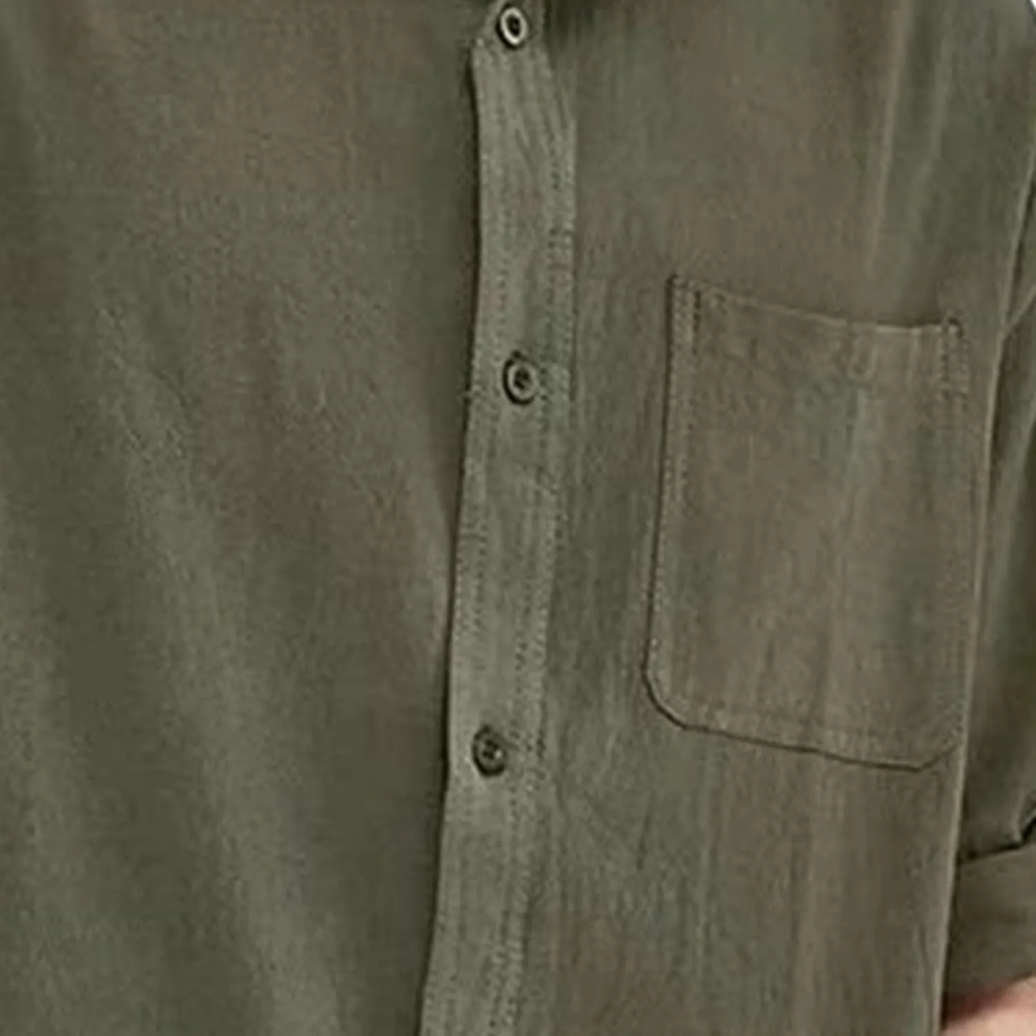 Cotton Linen Short Sleeve Shirts for Men Casual Stylish Button Down Shirts Lightweight Breathable Summer Tops