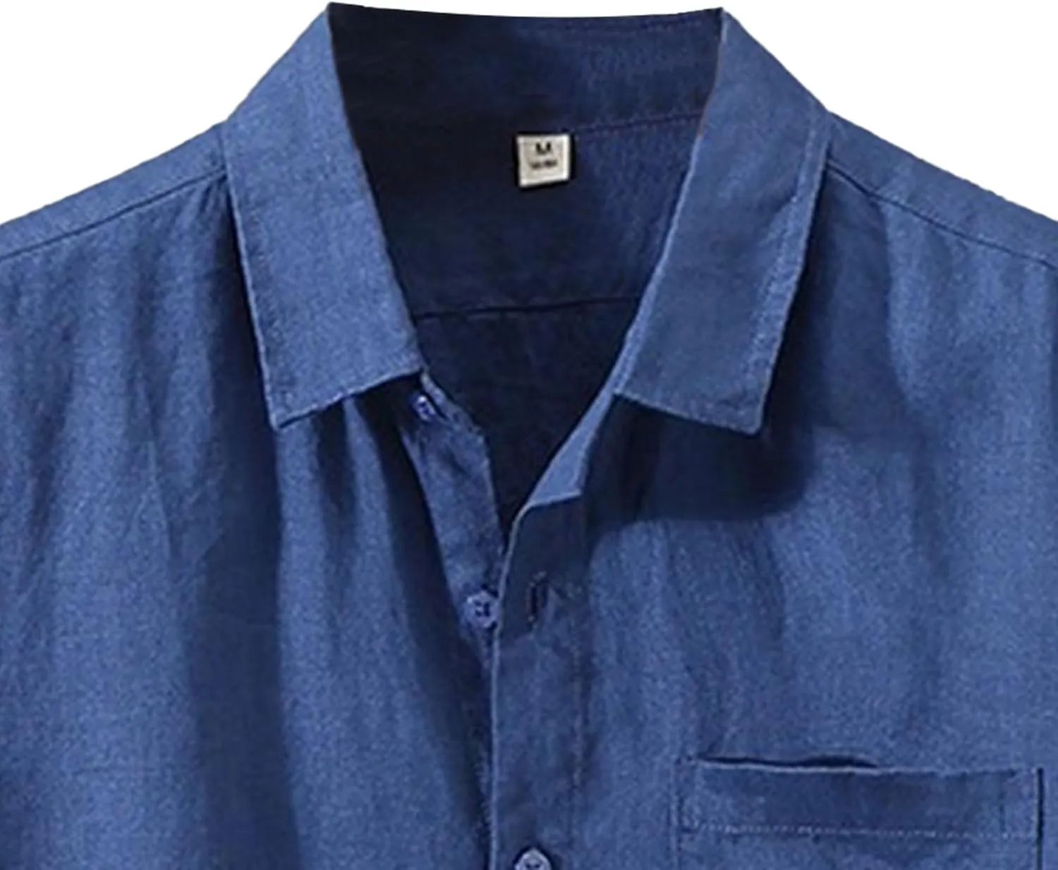 Cotton Linen Short Sleeve Shirts for Men Summer Casual Button Down Shirts Lightweight Breathable Dress Shirt Tops