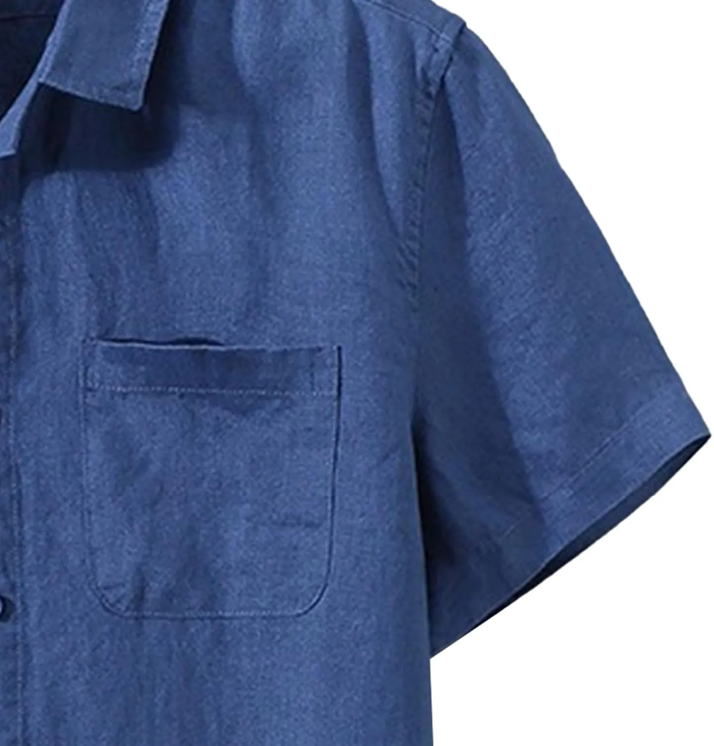Cotton Linen Short Sleeve Shirts for Men Summer Casual Button Down Shirts Lightweight Breathable Dress Shirt Tops