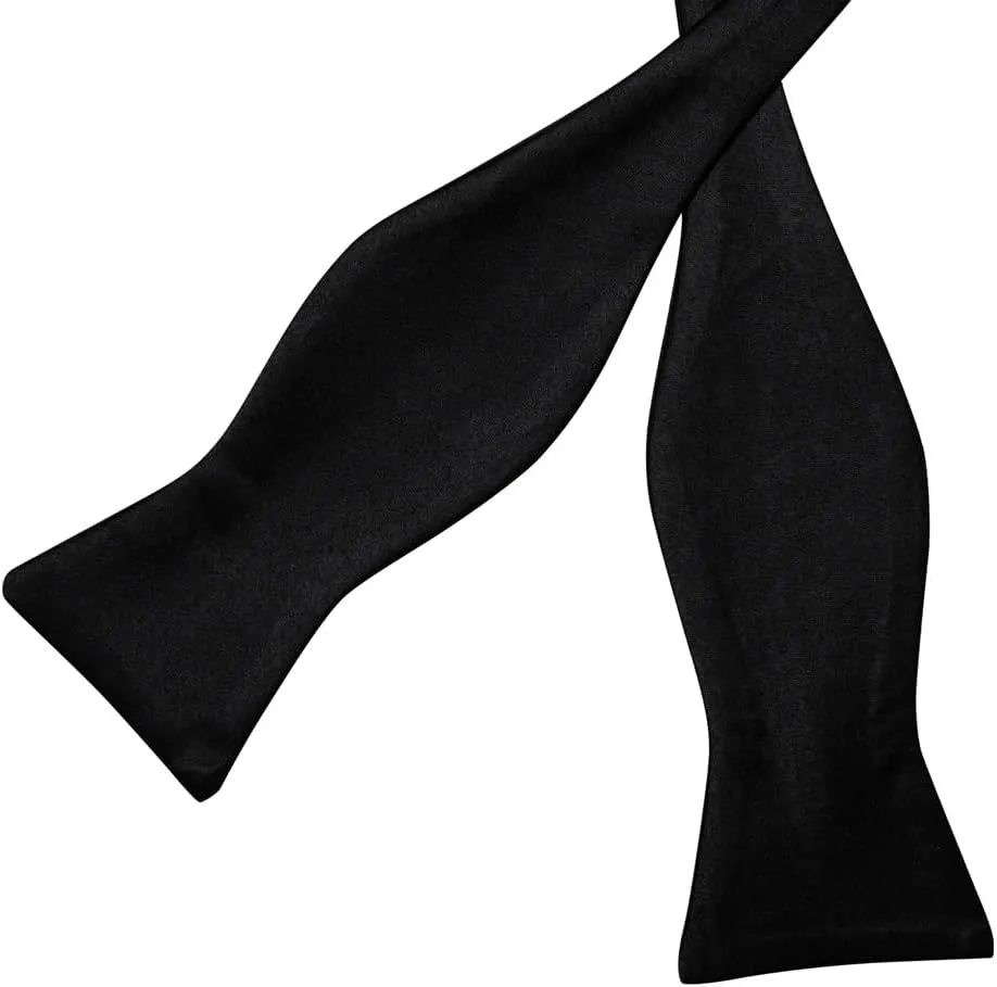 CSCDD Self-tie Bowtie Pocket Square Cufflinks Set Classic Solid Silk Bow Tie Knot for Wedding