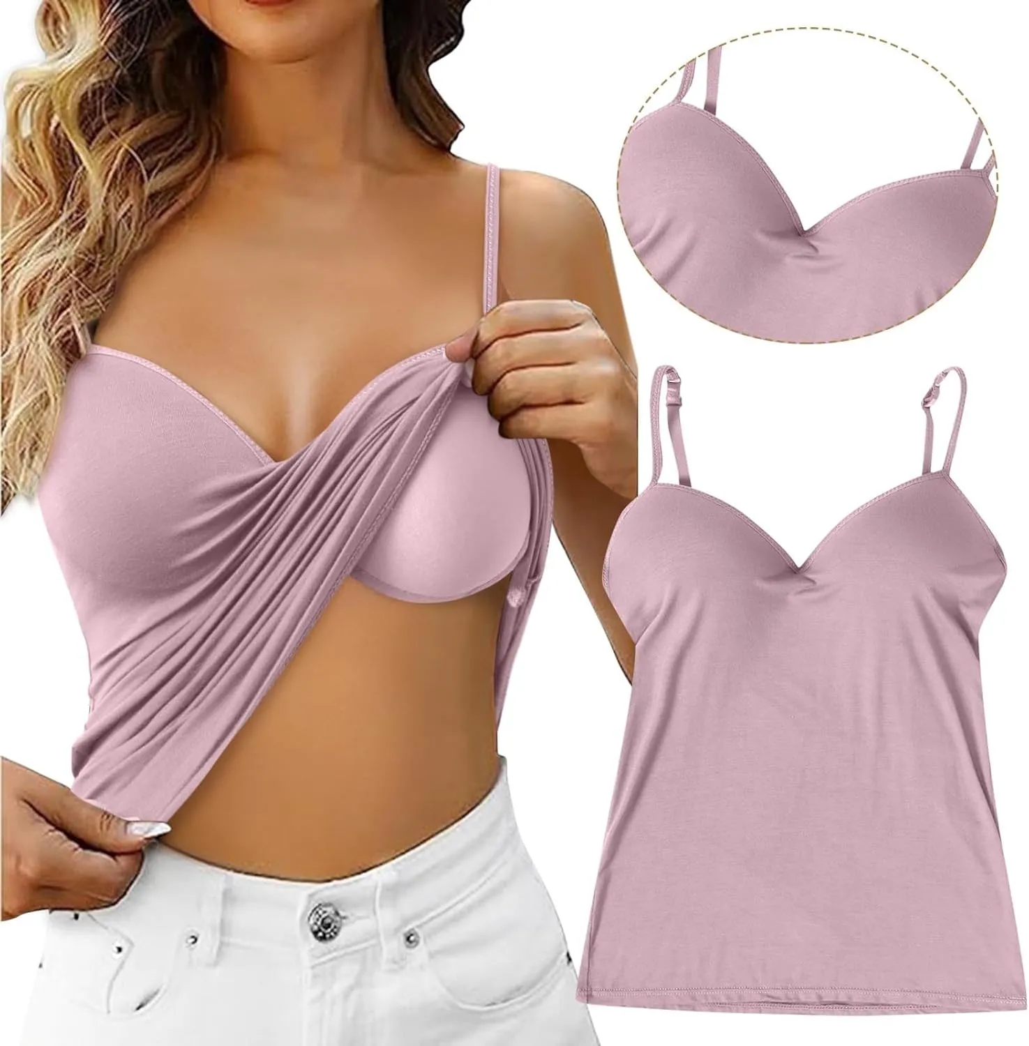 Cute Adjustable Spaghetti Straps Tank Tops for Women Camisole Sleeveless Summer Blouses Cami Strap 2025 Basic Spring