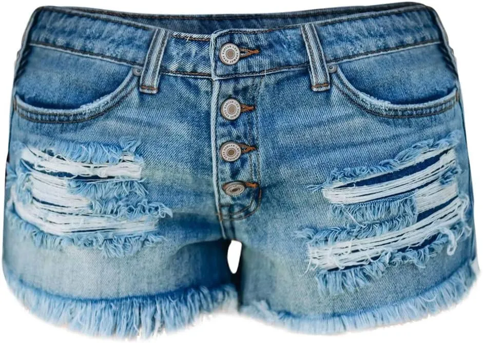 Denim Shorts Women High Waisted Casual Ripped Summer Hot Shorts Raw Hem Distressed Stretchy Slim Jeans Shorts Pants