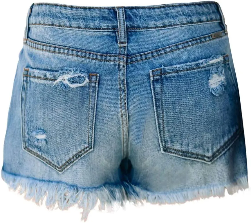 Denim Shorts Women High Waisted Casual Ripped Summer Hot Shorts Raw Hem Distressed Stretchy Slim Jeans Shorts Pants