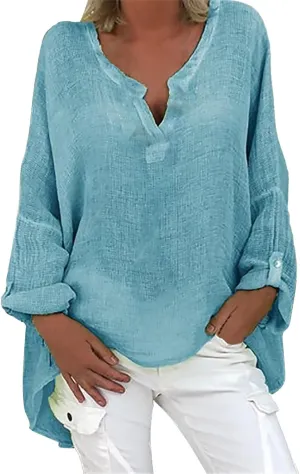 Dressy Blouses Neckpartystylish T-Shirt Casual Loose Tunic Tops Shirts for Women Trendy Summer Cotton Linen Tops for