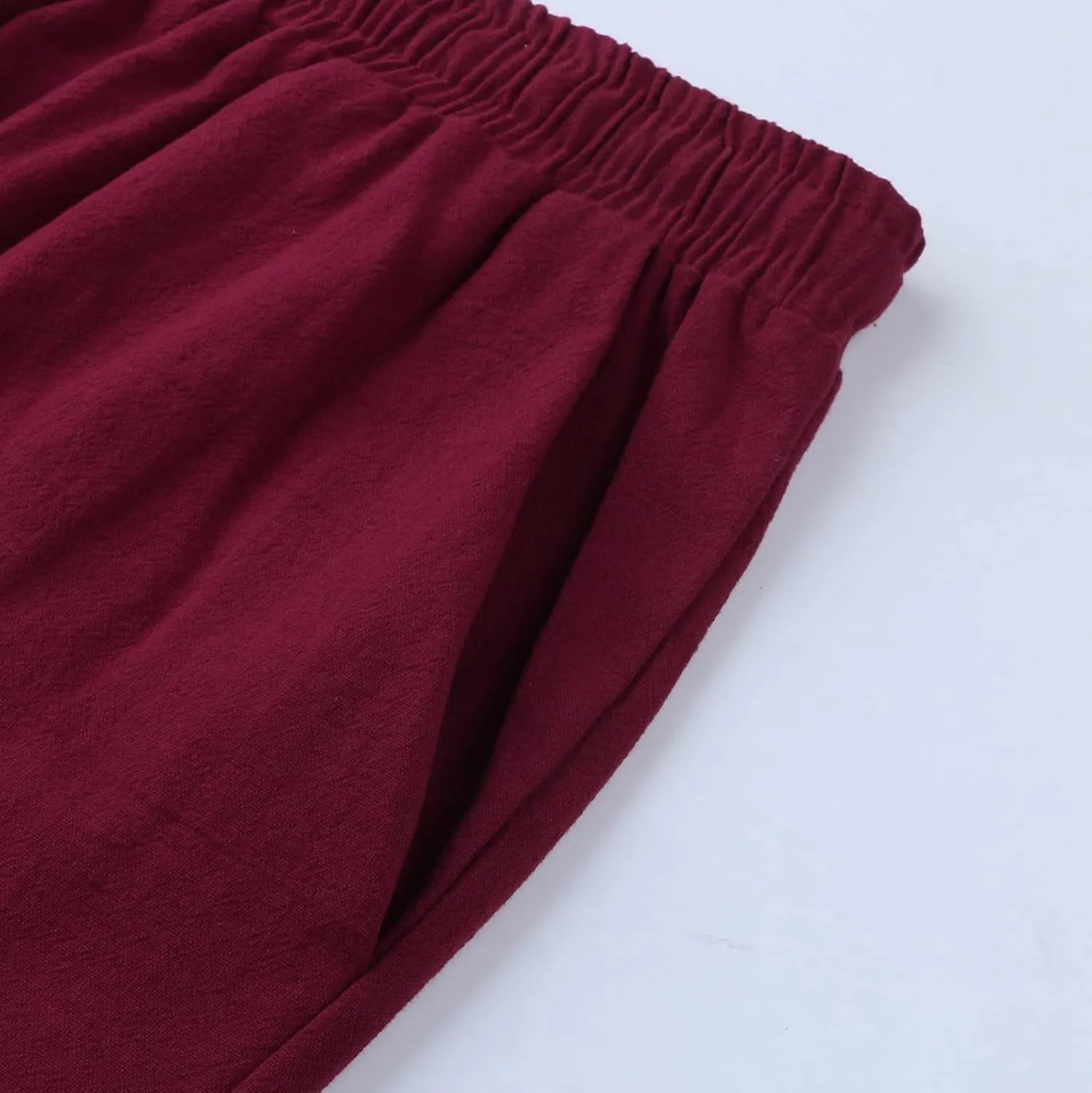 Dressy Capri Pants for Women Summer Linen Pants Wide Leg with Pockets Drawstring Casual Flowy Palazzo Cute Capris
