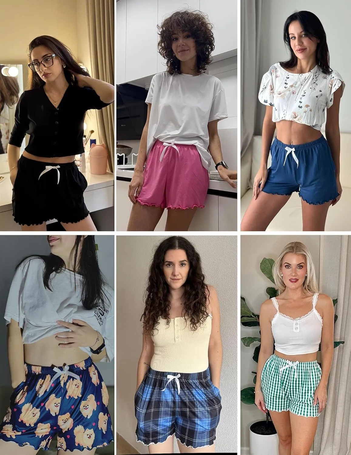 Ekouaer Womens Pajama Shorts Soft Comfy Sleep Shorts Casual Elastic Waist Pj Short with Pockets