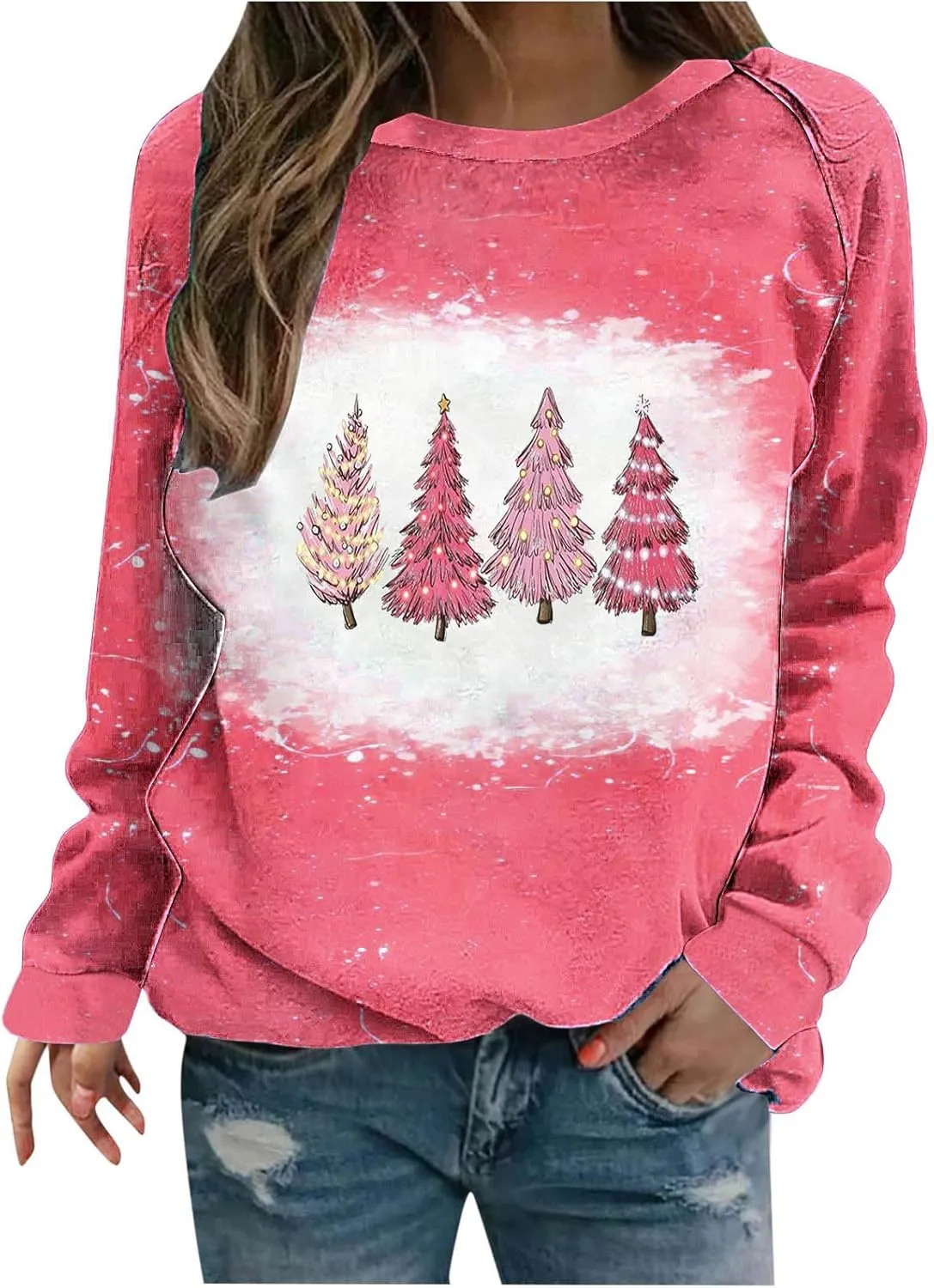fartey 2024 Womens Ugly Christmas Sweaters Funny Cute Xmas Tree Reindeer Snowman Tops Long Sleeve Crewneck Sweatshirts