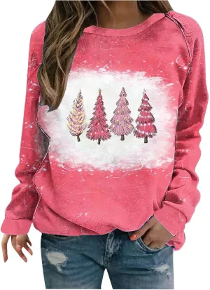 fartey 2024 Womens Ugly Christmas Sweaters Funny Cute Xmas Tree Reindeer Snowman Tops Long Sleeve Crewneck Sweatshirts