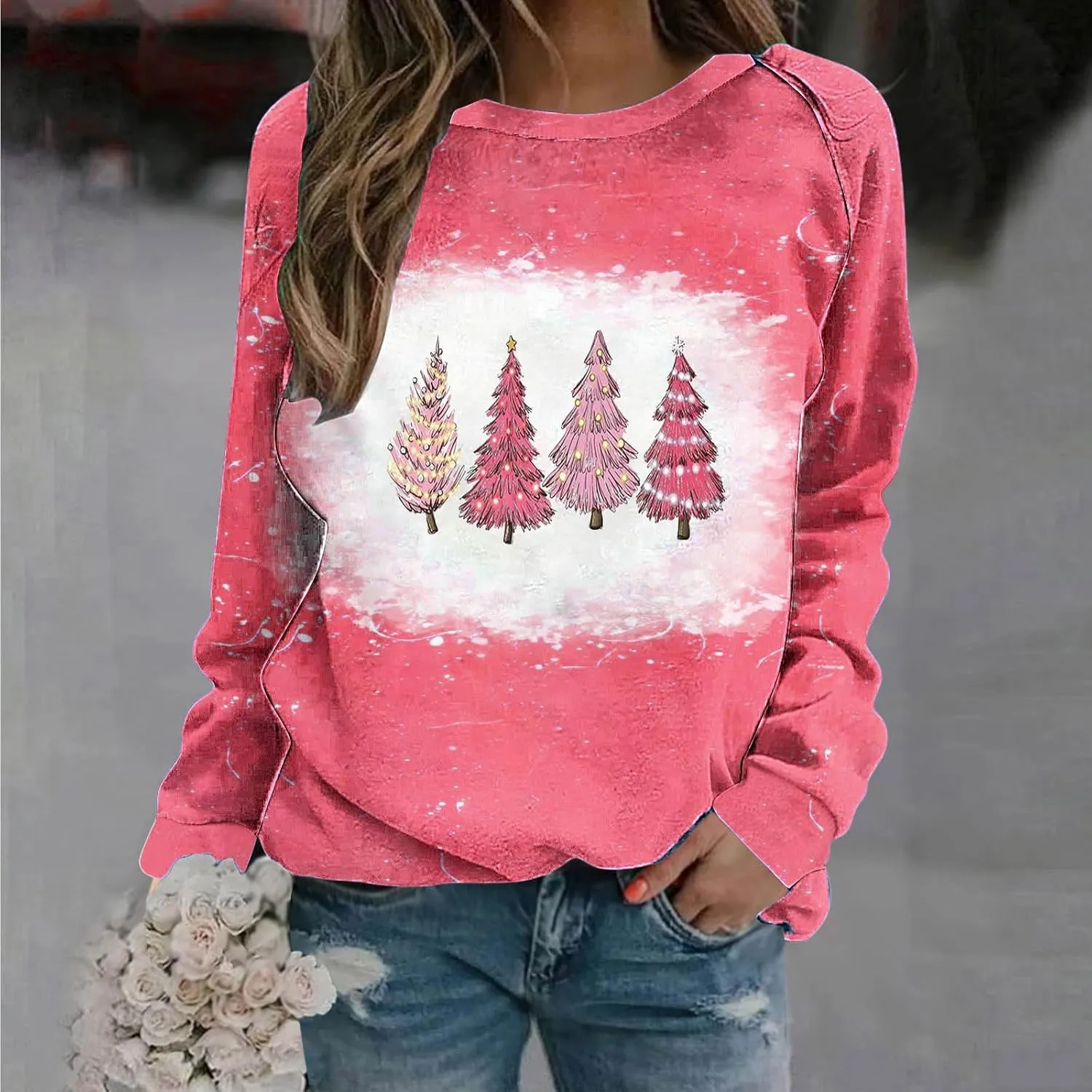 fartey 2024 Womens Ugly Christmas Sweaters Funny Cute Xmas Tree Reindeer Snowman Tops Long Sleeve Crewneck Sweatshirts