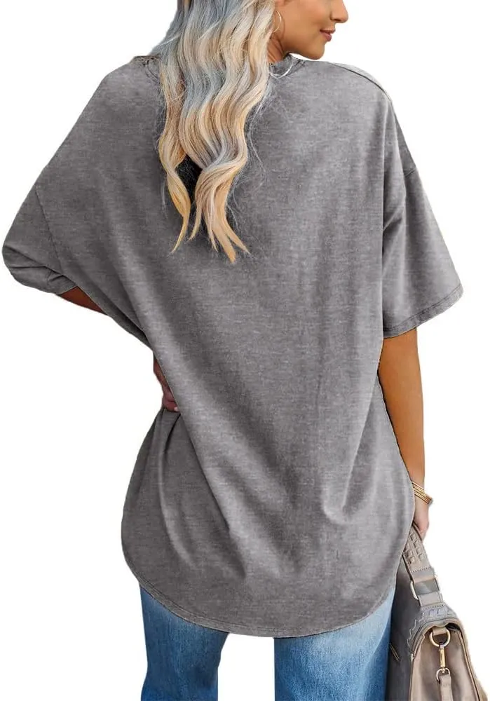 Fazortev Womens Oversized Los Angeles California Graphic T Shirts Half Sleeve Summer Loose Casual Tees Tunic Tops