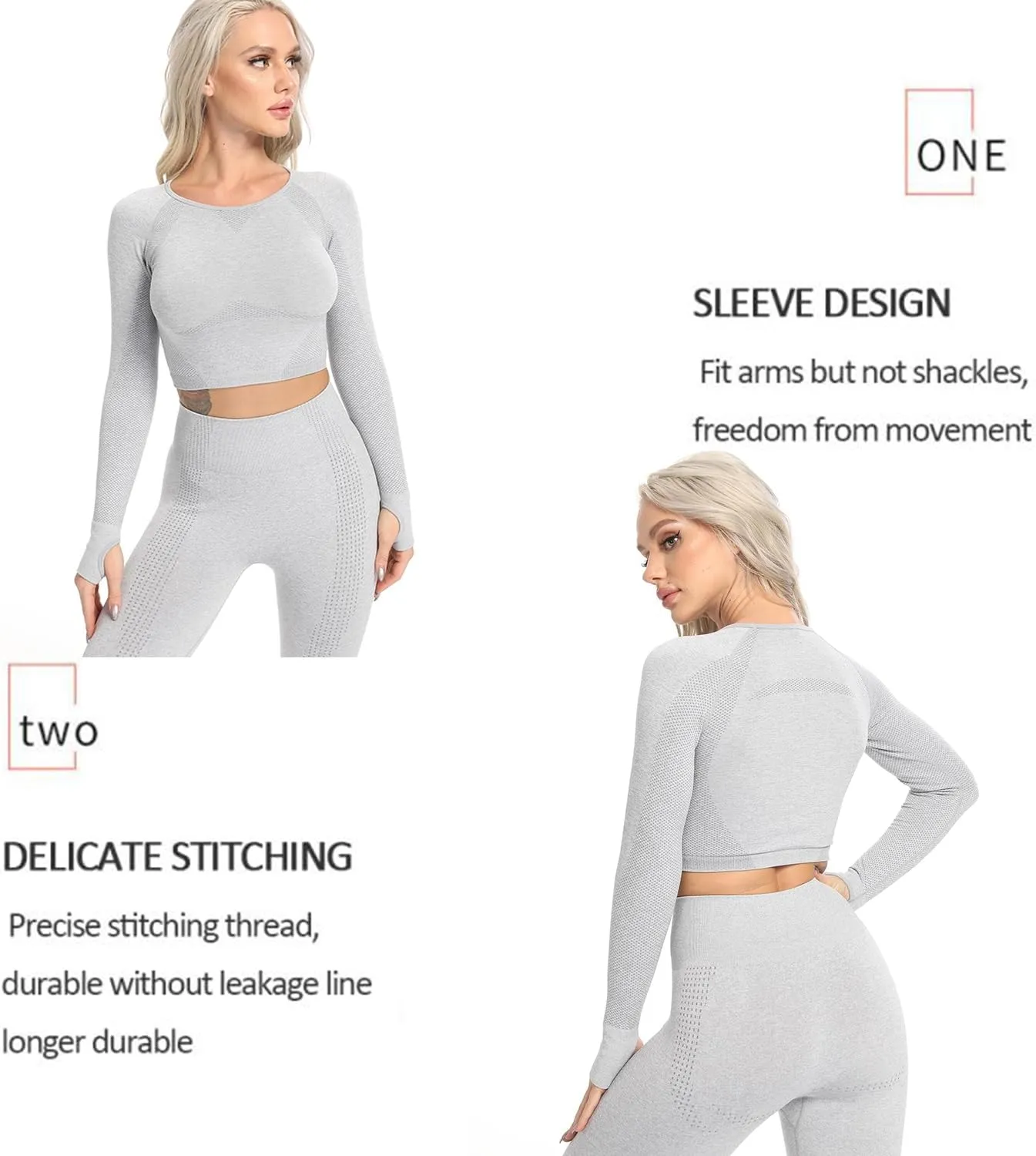 FITTOO Women's Long Sleeves Workout Crop Tops Seamless Sports Shirts Fitness Activewear