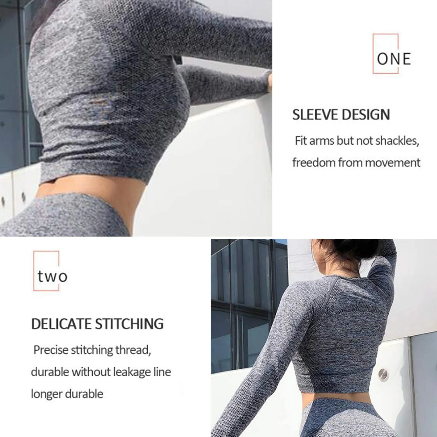 FITTOO Women's Long Sleeves Workout Crop Tops Seamless Sports Shirts Fitness Activewear
