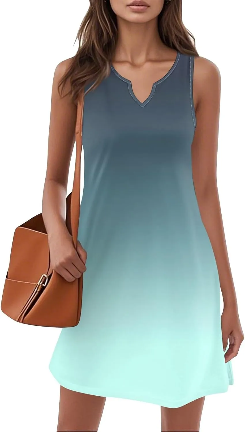 FlekmanArt Women's Tank Nightgown Dresses V Neck Sleepshirts Soft Dress Sleeveless Solid Color Chemise Nightdress S-XXL