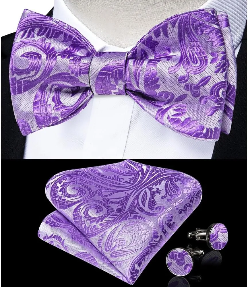 Floral Silk Self-tie Bowties for Man Wedding Accessories Knots Men Groom Bow Ties Hankychief Cufflinks