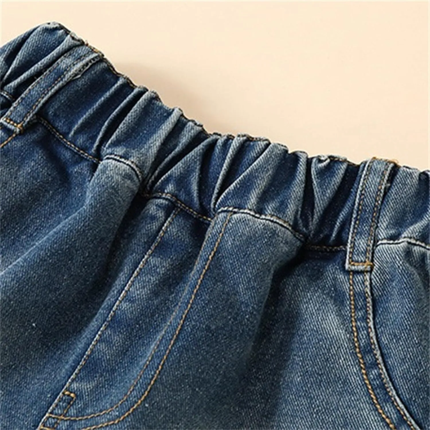 Girls Baggy Jeans Teens Wide Leg Distressed Washed Jeans Kids Elastic High Waist Streetwear Loose Fit Pants with Pockets