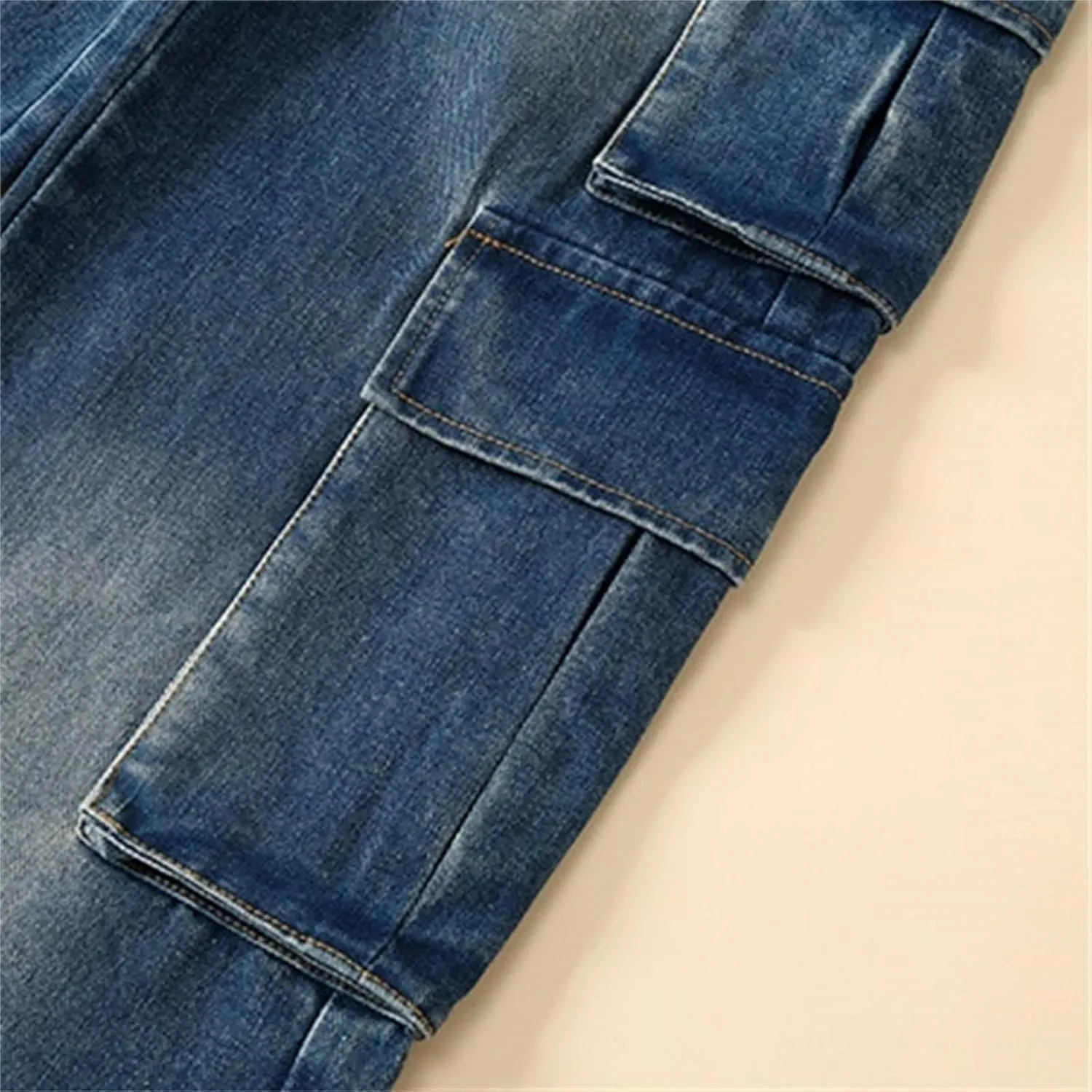 Girls Baggy Jeans Teens Wide Leg Distressed Washed Jeans Kids Elastic High Waist Streetwear Loose Fit Pants with Pockets