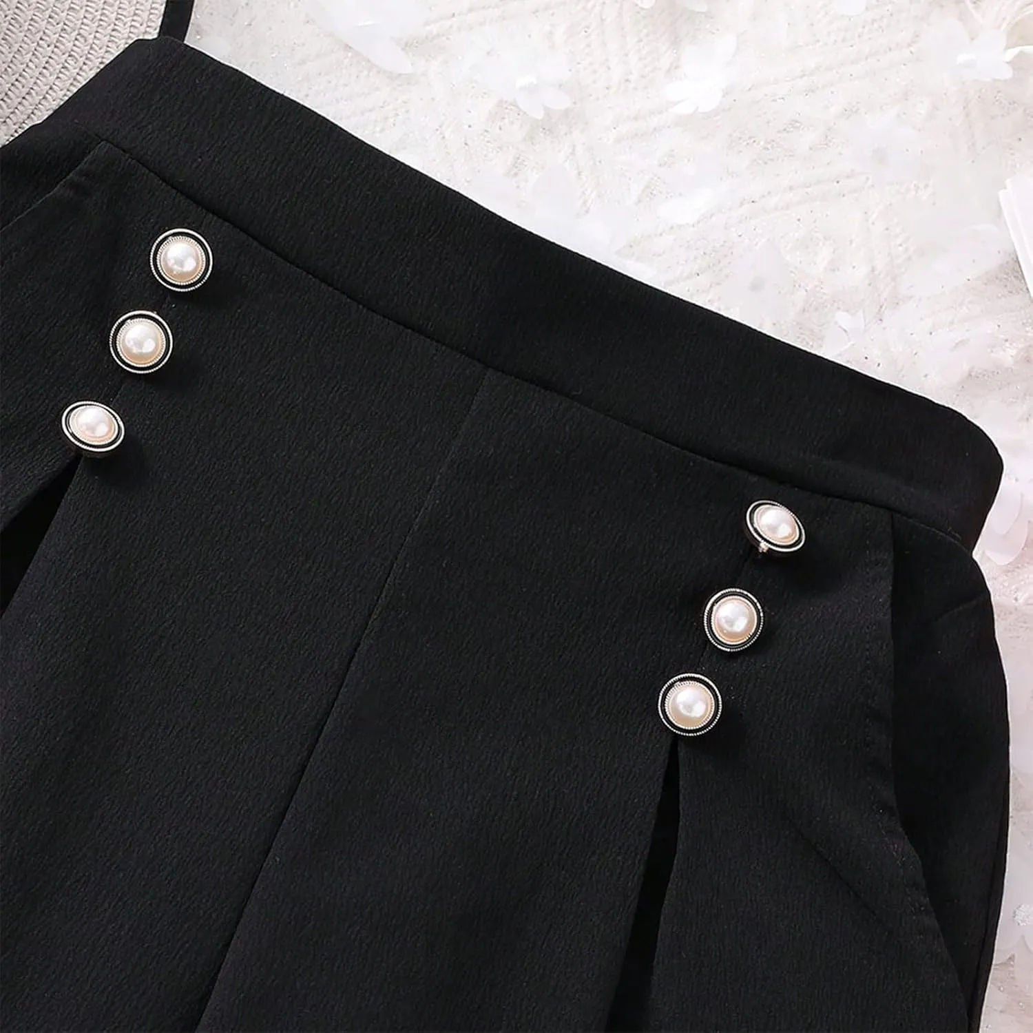 Girls Dress Pants Wide Leg Pants Lightweight Elastic High Waist Straight Leg Loose Trousers Uniform Girls Wide Pants