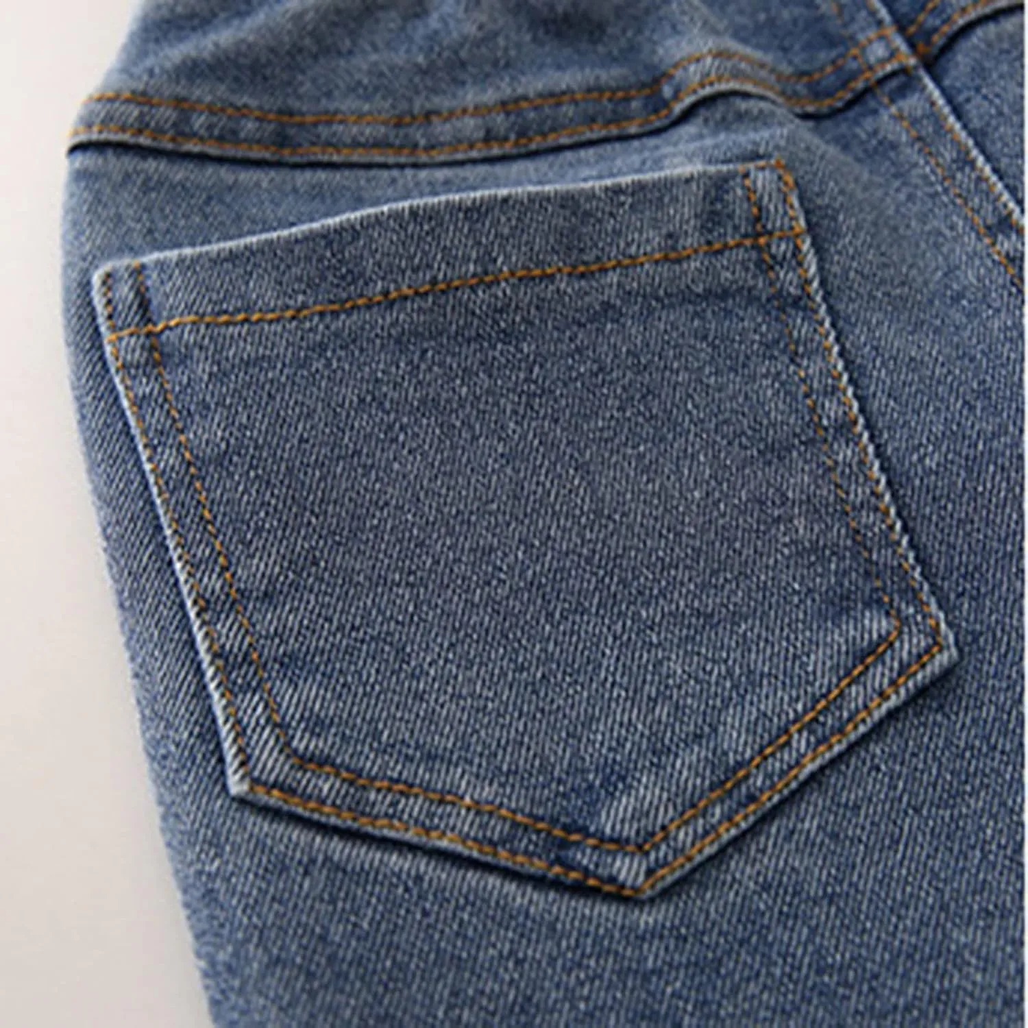 Girls Spring and Autumn Baggy Mop Wide Leg Pants Mid Rise Elastic Band with Pockets Slim Jeans Straight Leg Trousers