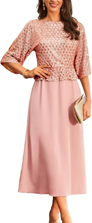 GRACE KARIN Sequin Dress for Women 2025 Mother of The Bride Dresses Wedding Guest Formal Chiffon Evening Gown