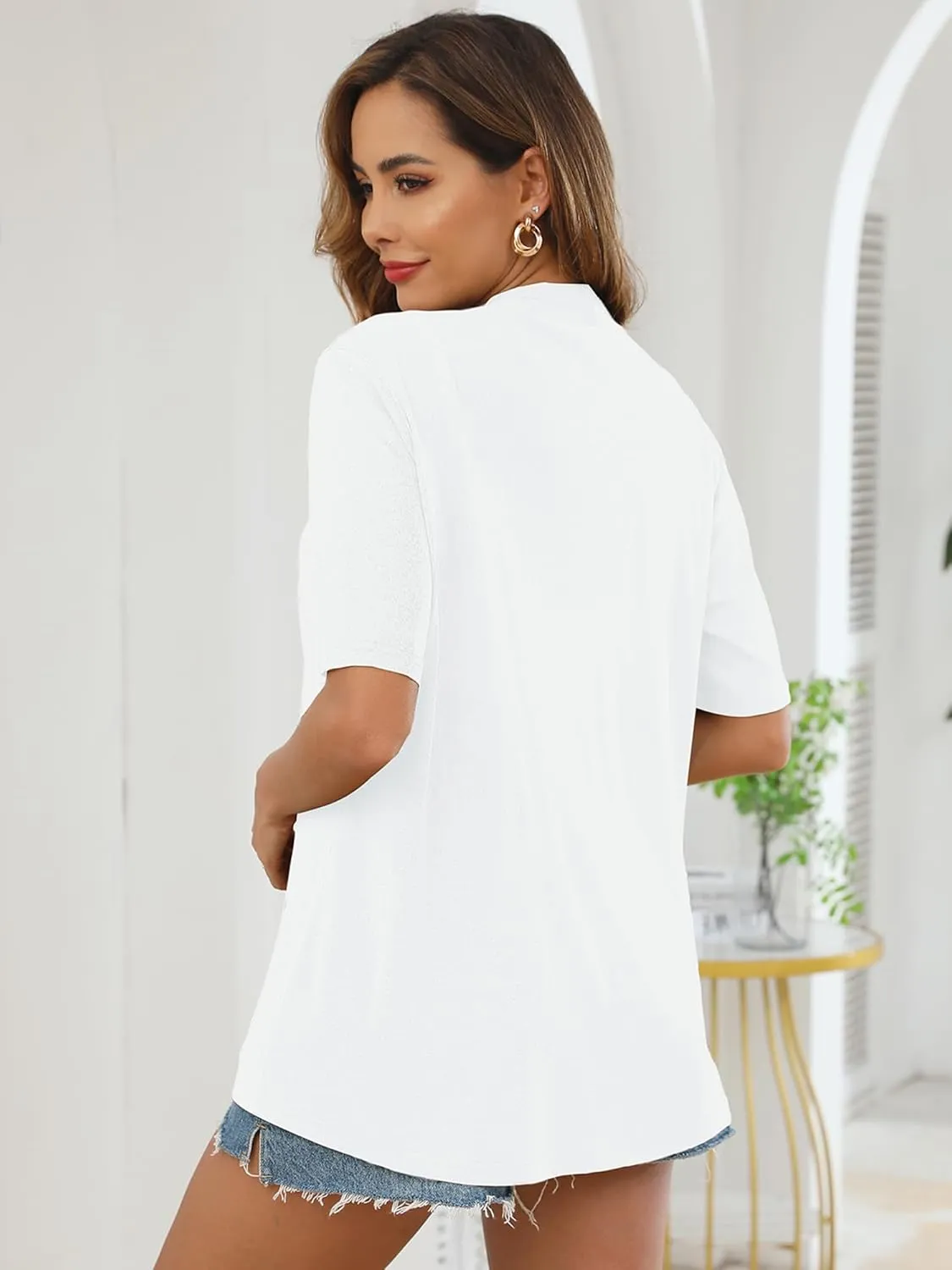 Heymoments Women's Lightweight Open Front Knit Cardigans Short Sleeve Casual Soft Drape Summer Cardigan S-2XL