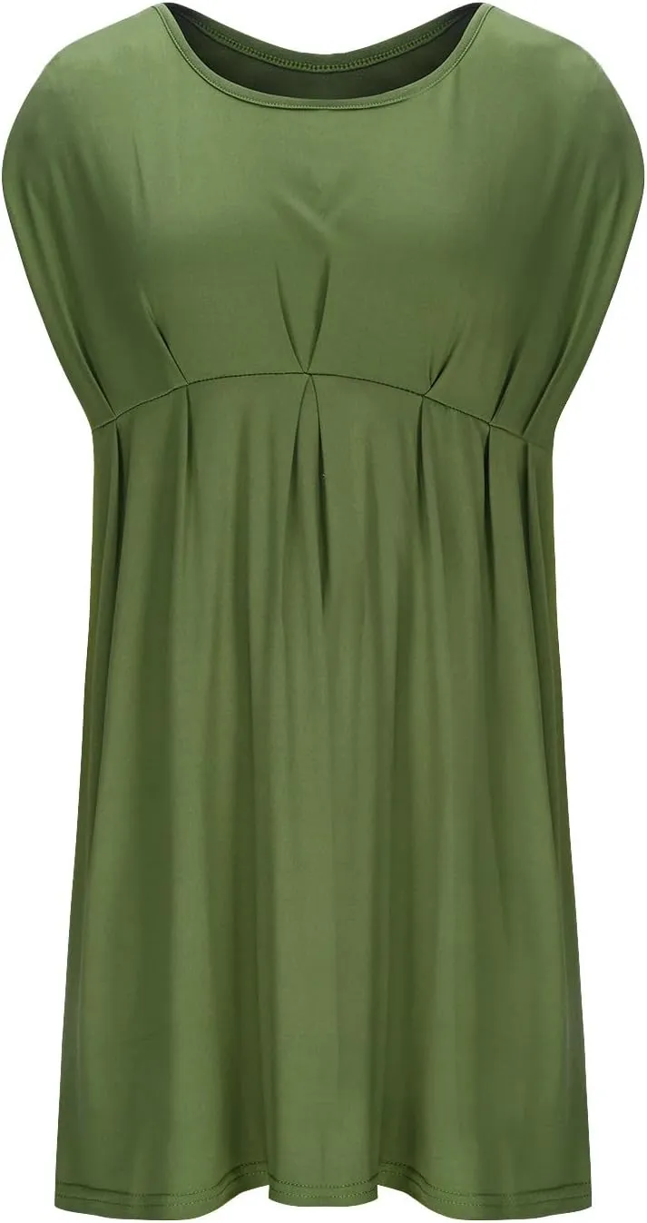 HGps8w Women's Maternity Dress Casual Loose Fit V Neck Sleeveless Ruffle Tank Soft Pregnancy Clothes