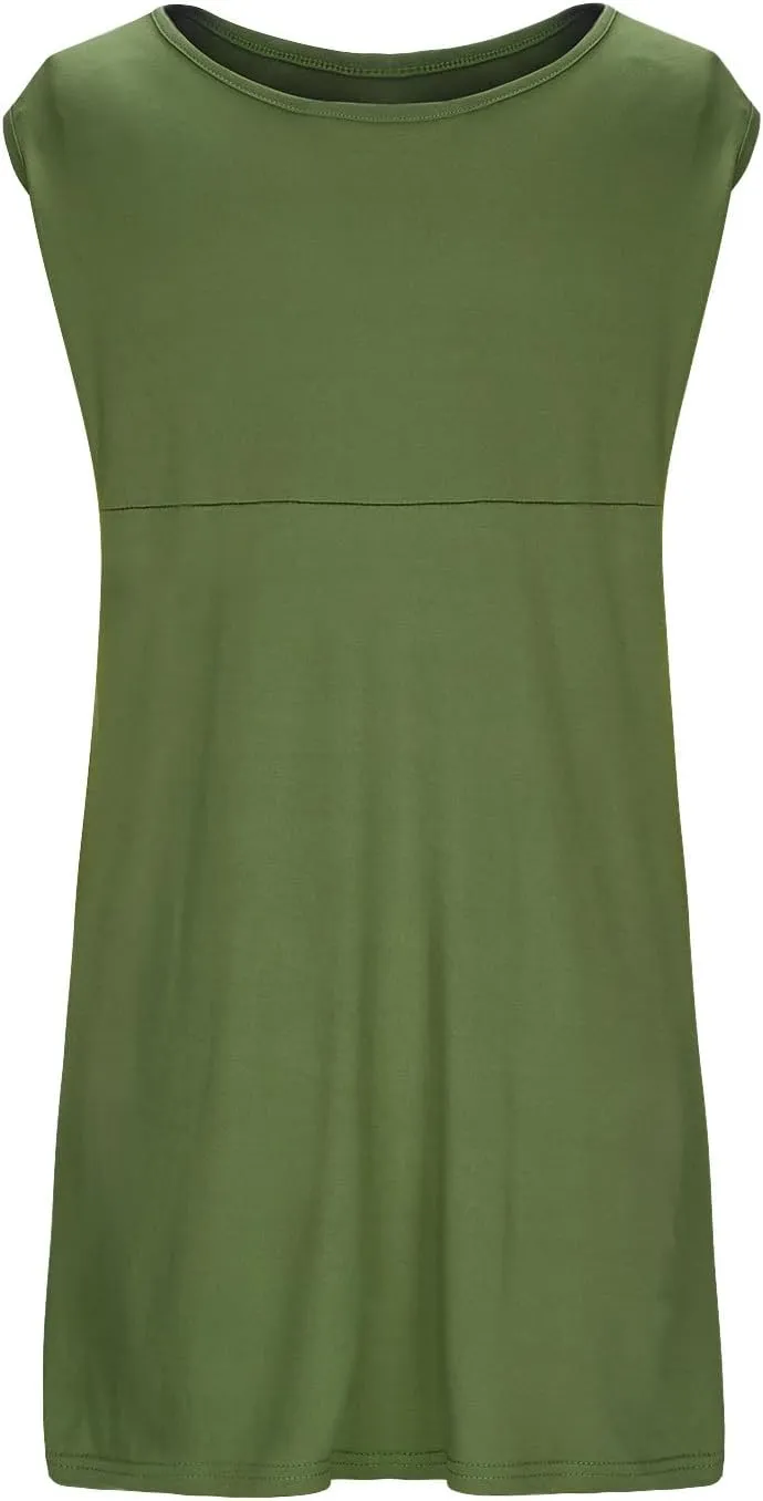HGps8w Women's Maternity Dress Casual Loose Fit V Neck Sleeveless Ruffle Tank Soft Pregnancy Clothes