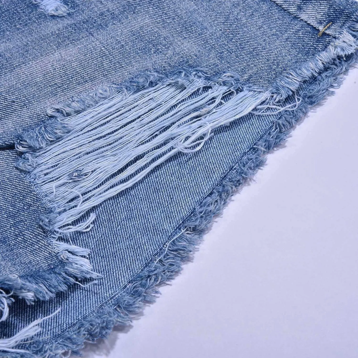 High Waisted Curvy Jeans Shorts For Women Frayed Raw Hem Distressed Ripped Hot Shorts Trendy Pull On Denim Shorts