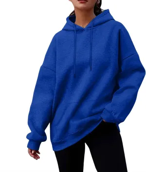 Hoodies for Women Fleece Long Sleeve Crew Neck Oversized Sweatshirts Casual Fall Pullover Sweaters with Pockets