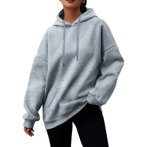 Hoodies for Women Fleece Long Sleeve Crew Neck Oversized Sweatshirts Casual Fall Pullover Sweaters with Pockets