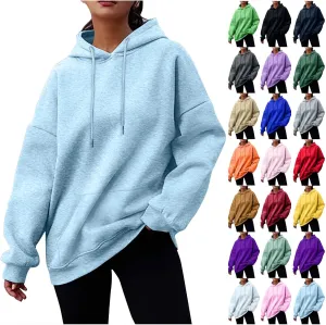 Hoodies for Women Fleece Long Sleeve Crew Neck Oversized Sweatshirts Casual Fall Pullover Sweaters with Pockets
