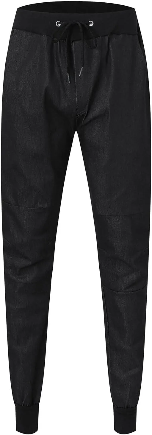 Jeans Fashion Trousers Pocket Drawstring Waist Solid Color Slim Toe Jeans Pants Straight Mid Rise Jeans Men's Pants