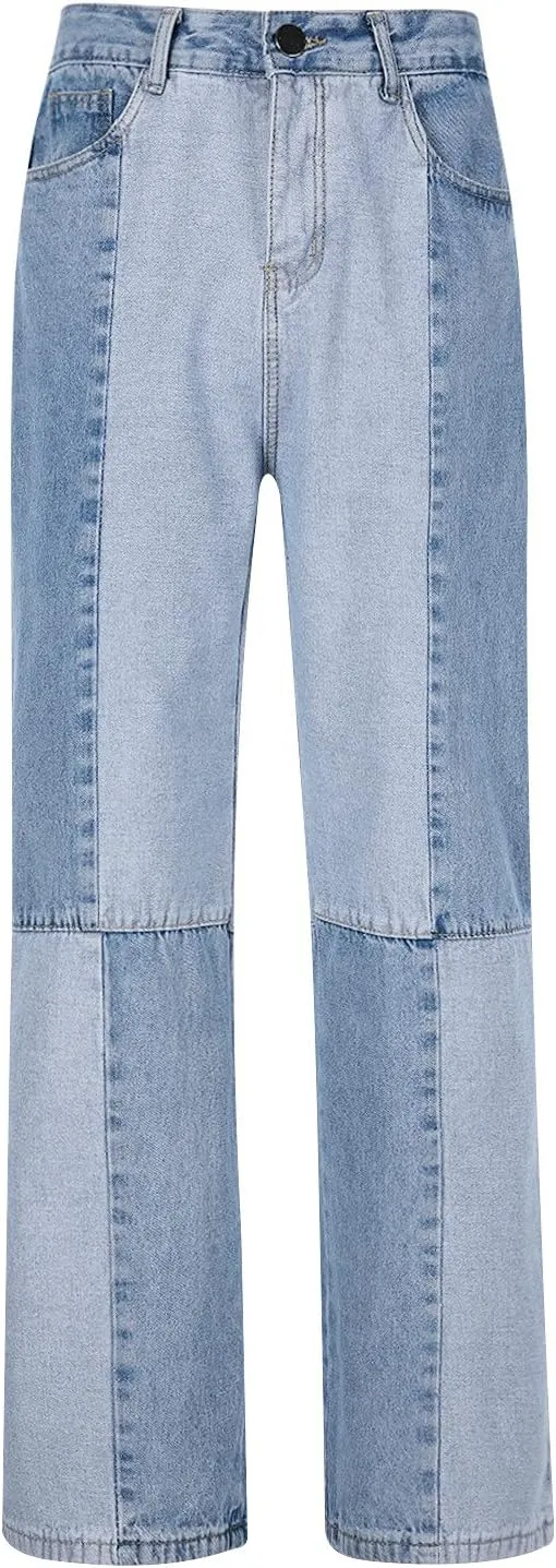 Jeans Fashion Trousers Pocket Drawstring Waist Solid Color Slim Toe Jeans Pants Straight Mid Rise Jeans Men's Pants
