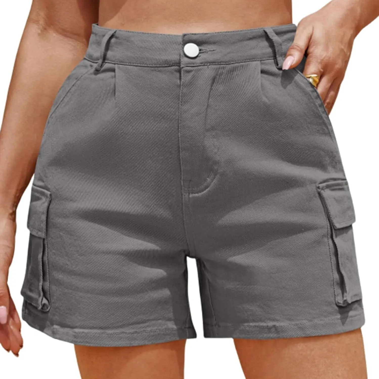 Jeans for Women Trendy Stretchy High Waisted Cargo Denim Shorts Summer Casual Button Fly Butt Lifting Hot Jean Jorts