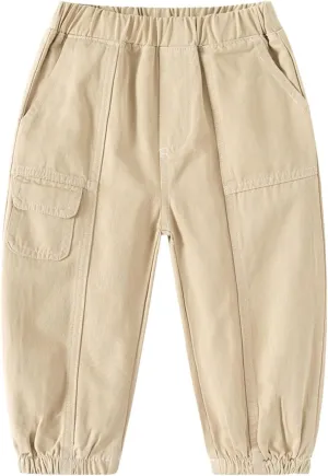 Kids Boys Cargo Pants Elastic Waist Baggy Joggers Light Leisure Toddler Trousers Hiking Outdoor Activities