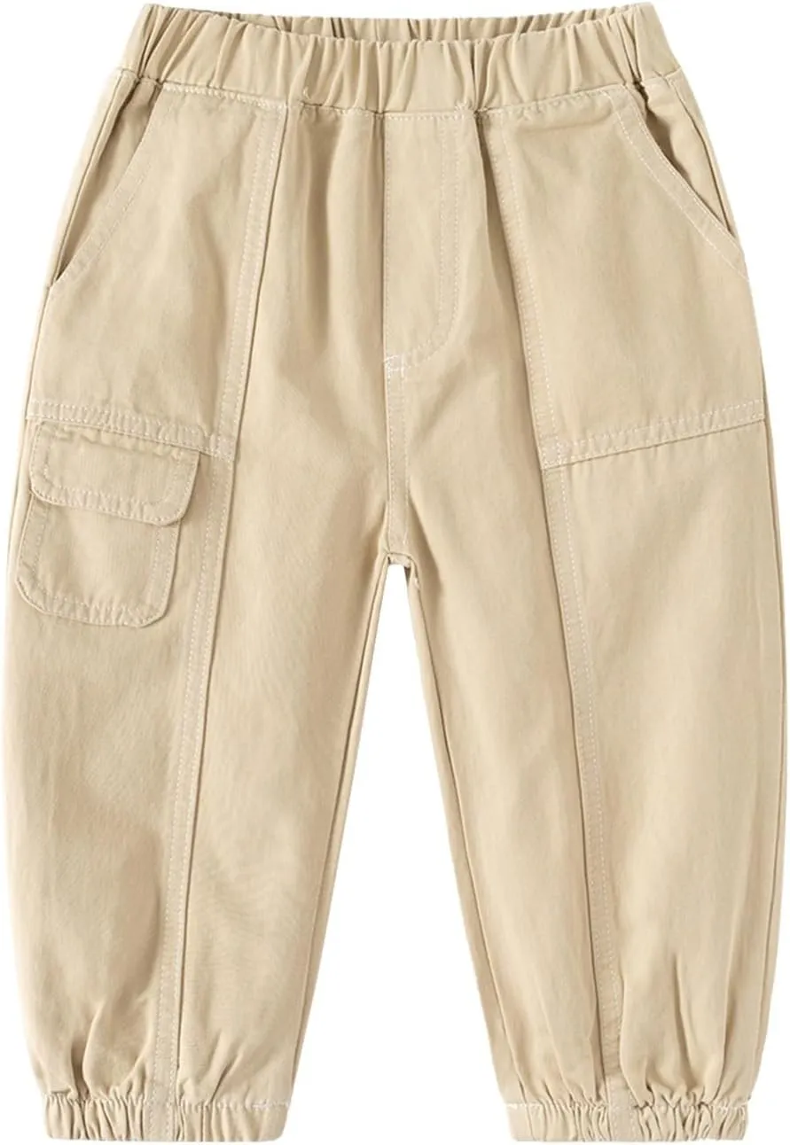 Kids Boys Cargo Pants Elastic Waist Baggy Joggers Light Leisure Toddler Trousers Hiking Outdoor Activities
