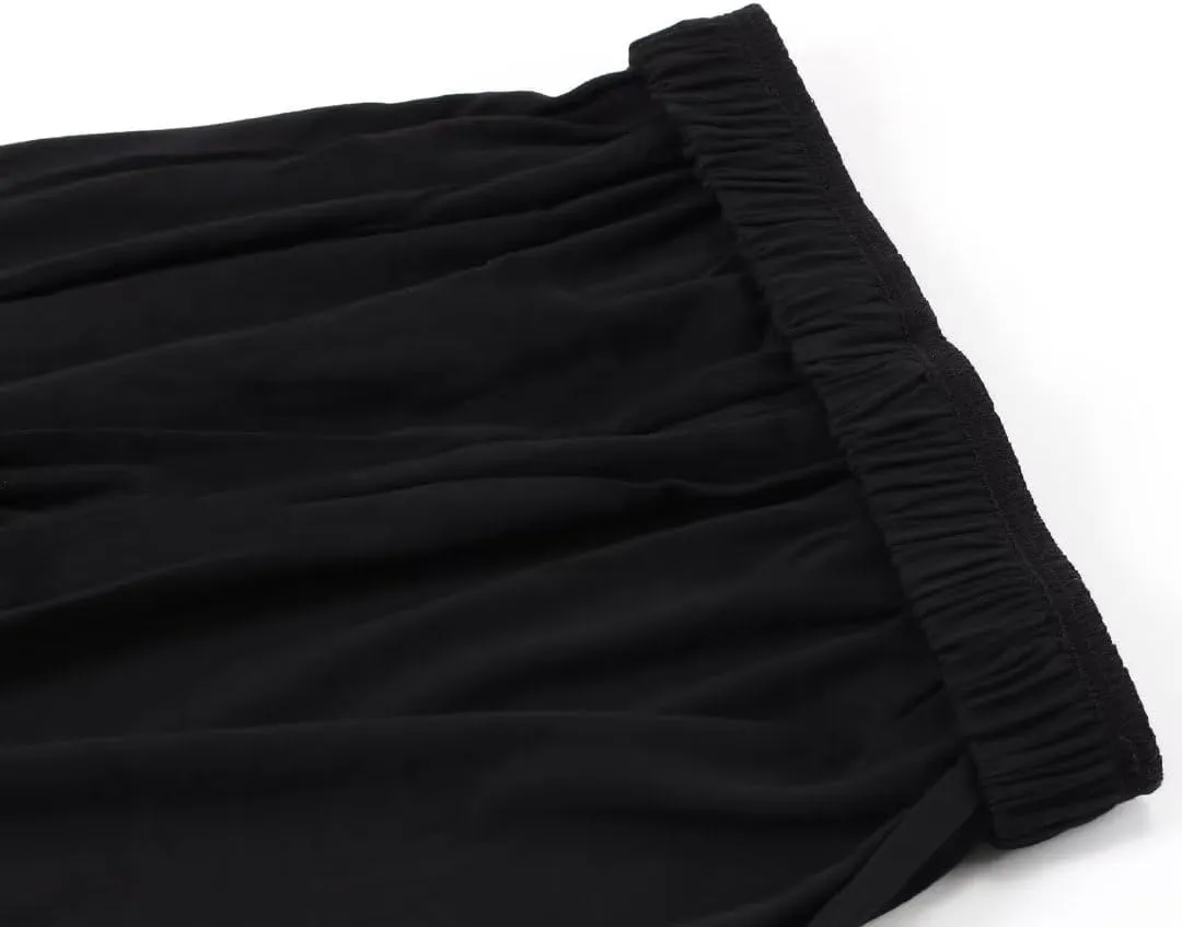 Kids Unisex Kung Fu Wide Pants Stretchy Elastic Waist Taichi Martial Arts Practice Trousers for Boys Girls