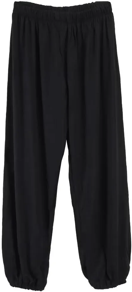 Kids Unisex Kung Fu Wide Pants Stretchy Elastic Waist Taichi Martial Arts Practice Trousers for Boys Girls