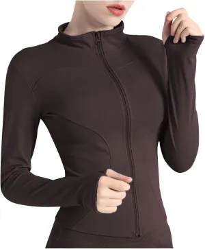Ladies Gym Tops Women Full Zip Running Jacket Long Sleeve Sports T-Shirt Fitness Workout Yoga Crop Tops Breathable