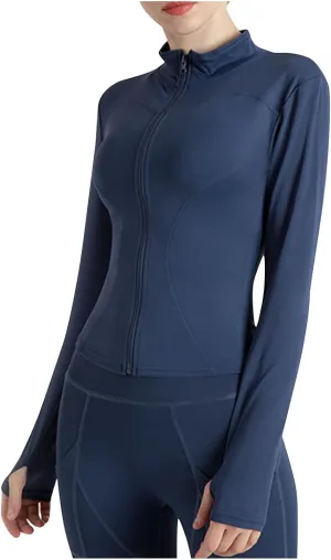 Ladies Gym Tops Women Full Zip Running Jacket Long Sleeve Sports T-Shirt Fitness Workout Yoga Crop Tops Breathable