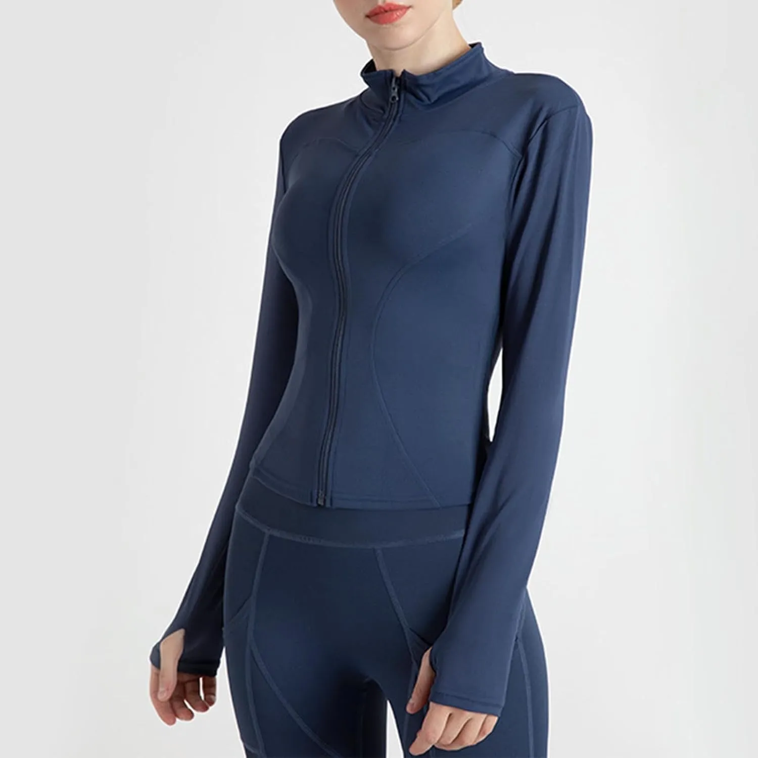 Ladies Gym Tops Women Full Zip Running Jacket Long Sleeve Sports T-Shirt Fitness Workout Yoga Crop Tops Breathable