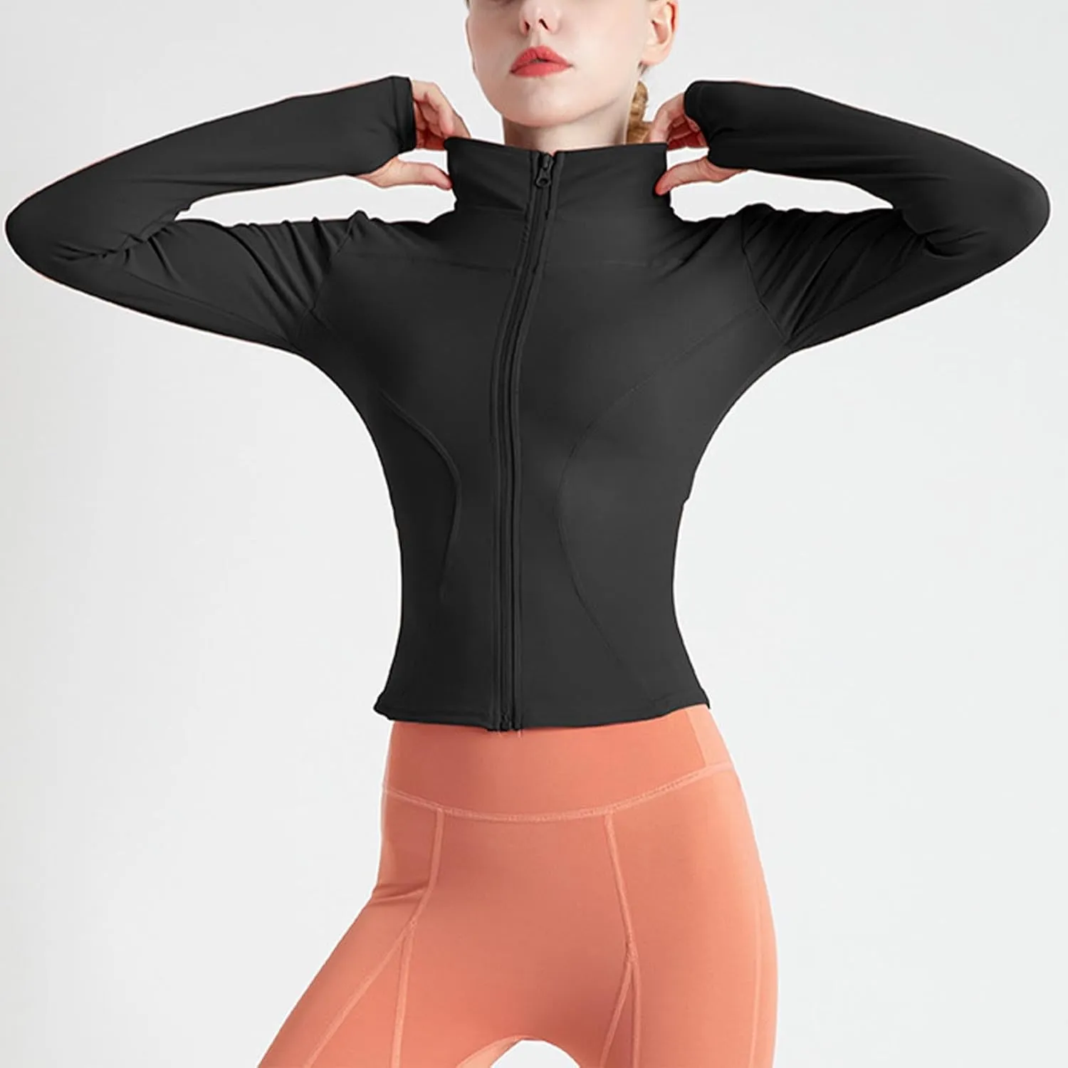 Ladies Gym Tops Women Full Zip Running Jacket Long Sleeve Sports T-Shirt Fitness Workout Yoga Crop Tops Breathable