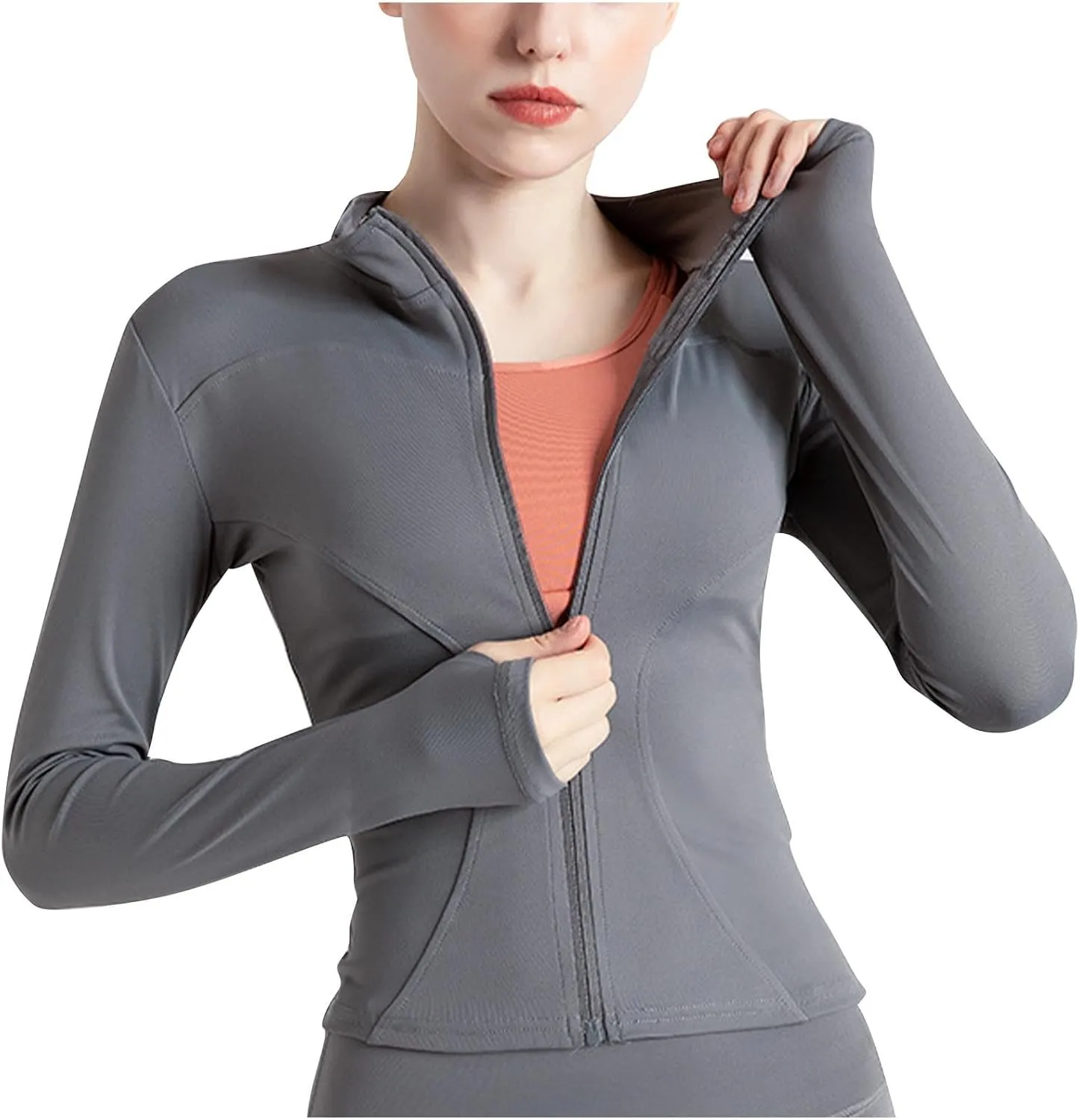 Ladies Gym Tops Women Full Zip Running Jacket Long Sleeve Sports T-Shirt Fitness Workout Yoga Crop Tops Breathable