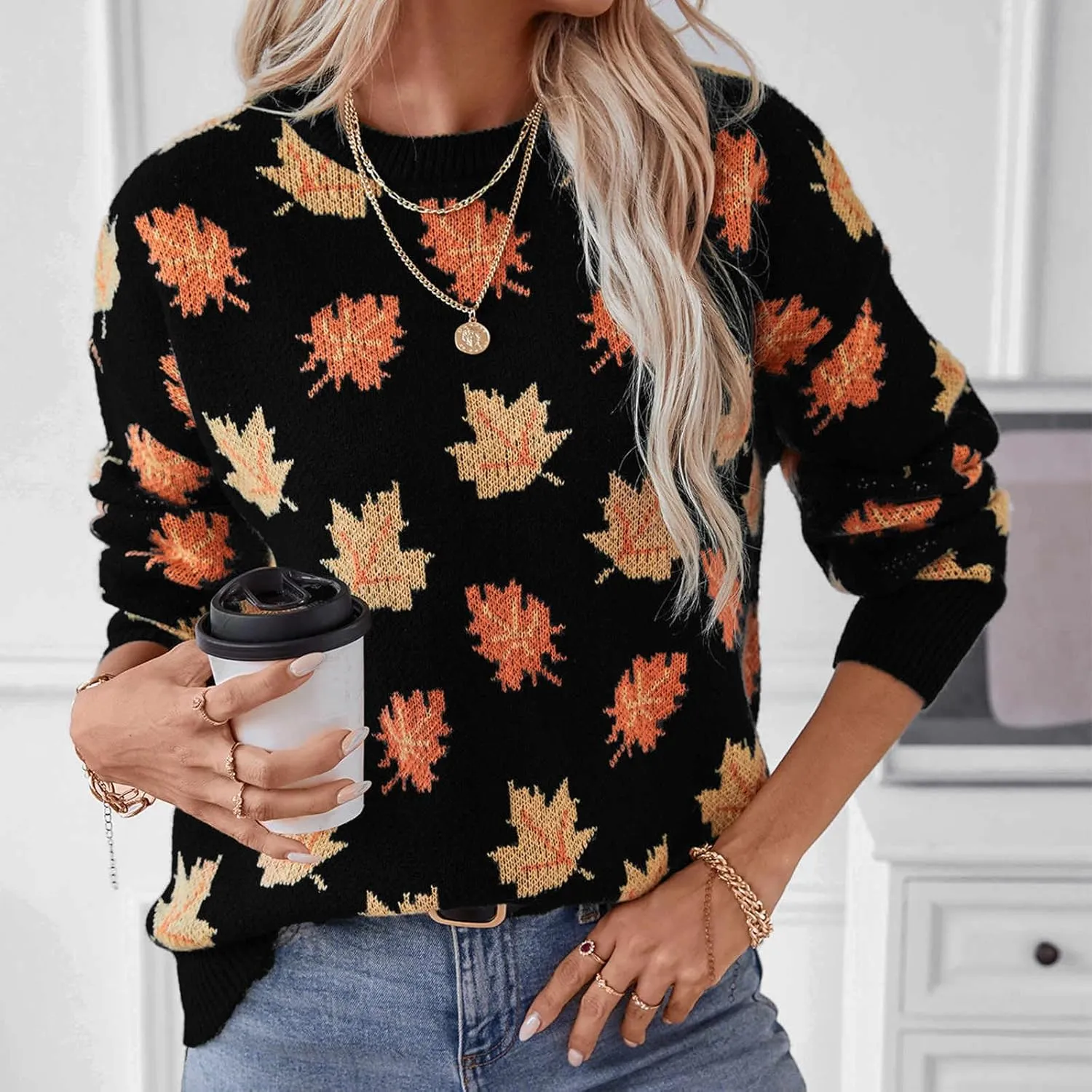 Lastesso Sweaters for Women Cute Chunky Knit Sweater Casual Crewneck Long Sleeve Fall Winter Fashion Vacation Clothes