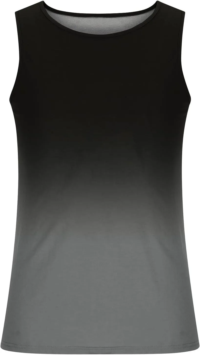 lcziwo Men's Tank Tops Gradient Tie Dye Sleeveless T-Shirts Casual Loose Fit Crewneck Ombre Tank Summer Muscle Workout Tanks
