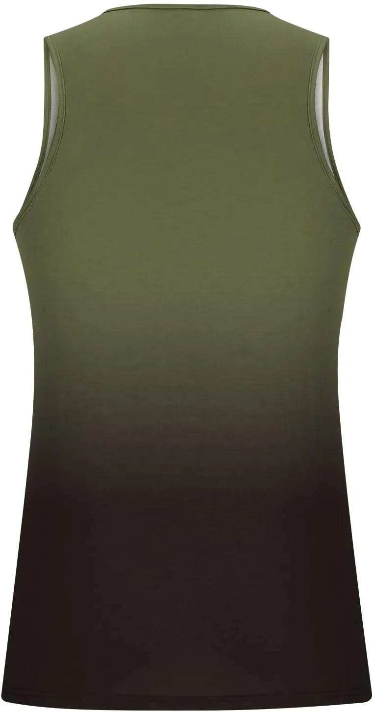 lcziwo Men's Tank Tops Gradient Tie Dye Sleeveless T-Shirts Casual Loose Fit Crewneck Ombre Tank Summer Muscle Workout Tanks